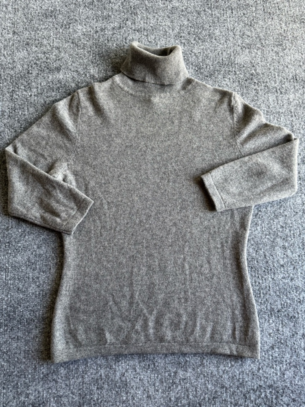 Wendy B. 100% Cashmere Turtleneck Sweater 3/4 Sleeves Heather Gray Small